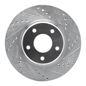 Infiniti I35 Brake Rotor (1) - Front Right - R1 Concepts - Drilled & Slotted - Silver - `02-`06